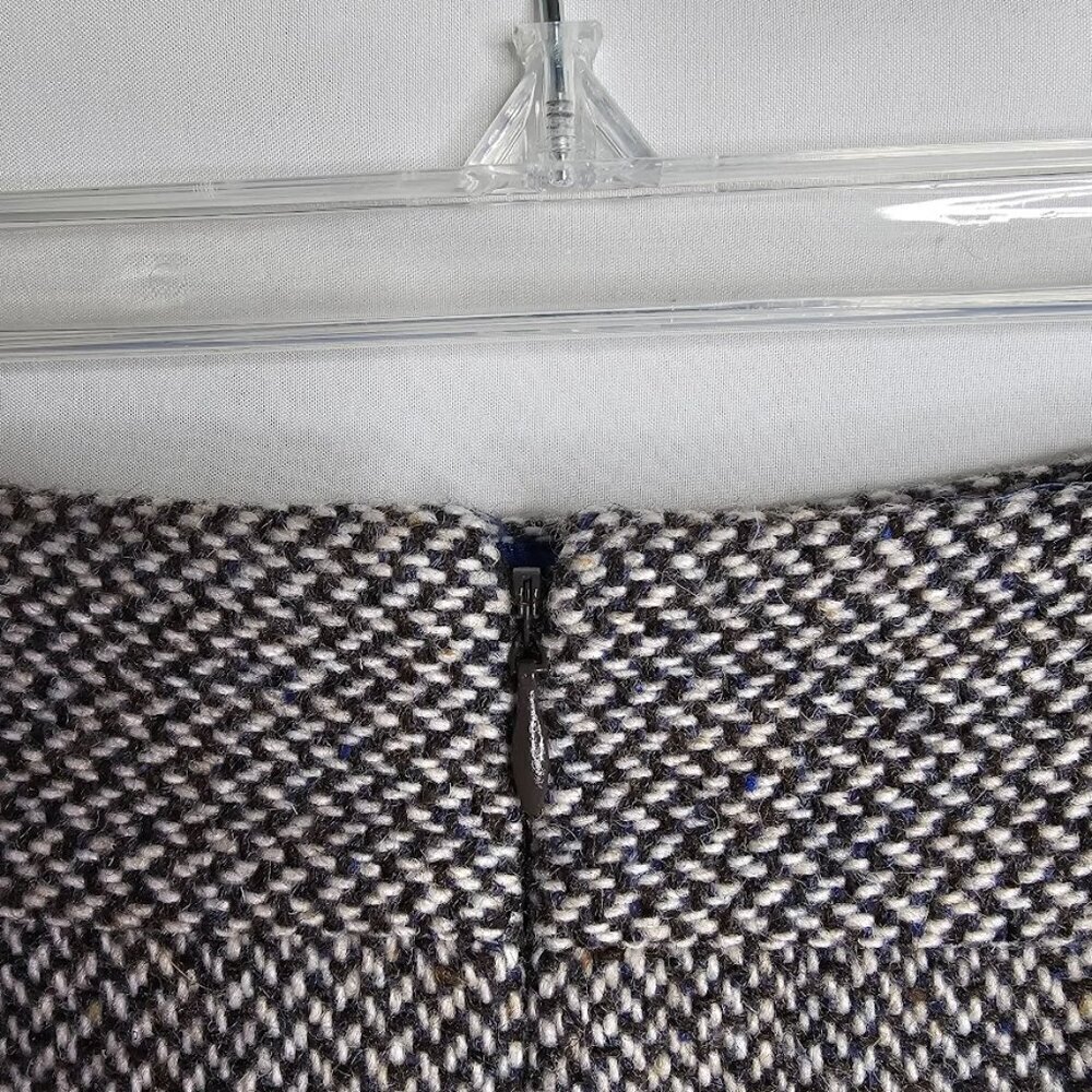 J. CREW Wool Tweed Skirt size 8 GRAY & BROWN Pencil Academia Preppy School Twee - Picture 7 of 7